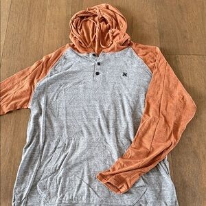 Hurley Men's Orange and Gray Hooded Sweatshirt